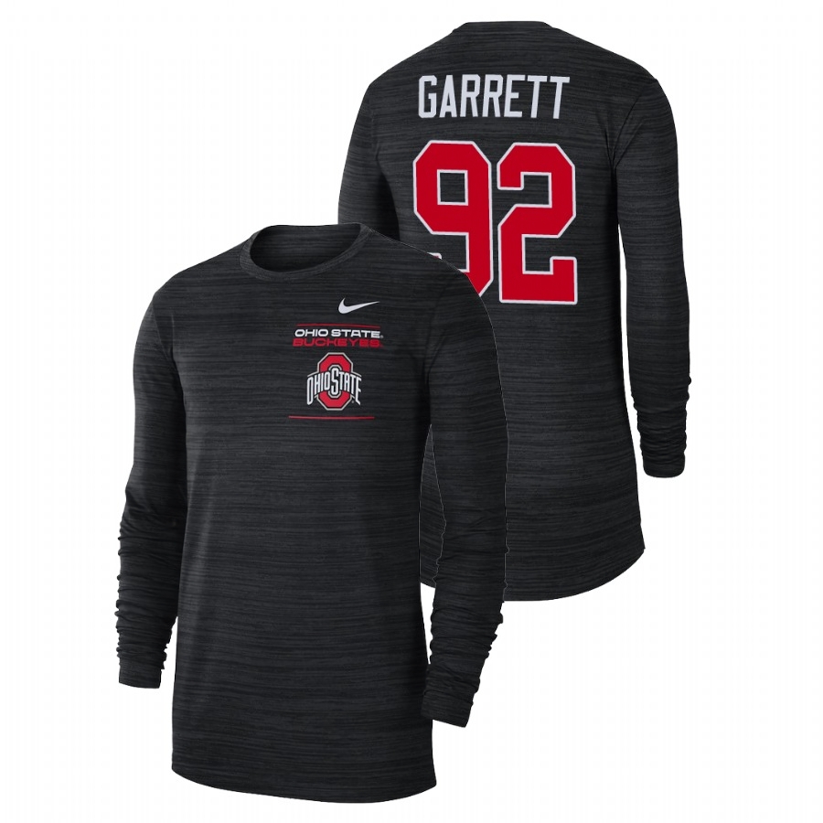 Ohio State Buckeyes Men's NCAA Haskell Garrett #92 Black 2021 Sideline Velocity Long Sleeve College Football T-Shirt XAT6149JK